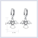 925 Silver Heart Angel Hoop Earrings Women Jewelry Gift