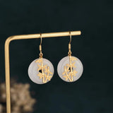 Jade Retro Bamboo Leaf Earrings for Women Gift