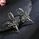 Colored Angel Hoop Earrings 925 Sterling Silver Women's Party Jewelry