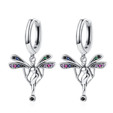 Colored Angel Hoop Earrings 925 Sterling Silver Women's Party Jewelry