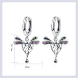 Colored Angel Hoop Earrings 925 Sterling Silver Women's Party Jewelry