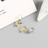 925 Sterling Silver Tiny Huggie Hoops Earrings with Eye Charm