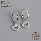 925 Silver Golden Heart Princess Crown Zirconia Earring
