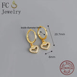 925 Silver Golden Heart Princess Crown Zirconia Earring