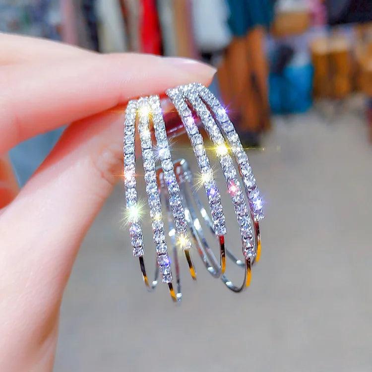 925 Silver Needle Geometric Circle Earrings Women Charms Summer Jewelry