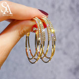 925 Silver Needle Geometric Circle Earrings Women Charms Summer Jewelry