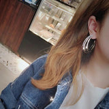 925 Silver Needle Geometric Circle Earrings Women Charms Summer Jewelry