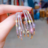 925 Silver Needle Geometric Circle Earrings Women Charms Summer Jewelry