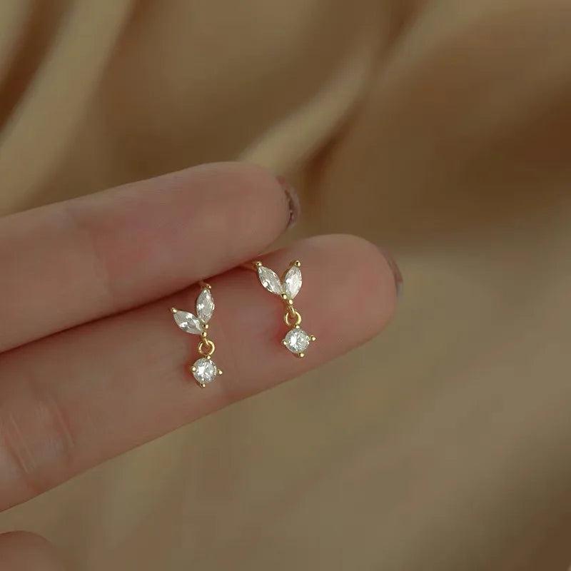 S925 Sterling Silver Stud Earrings Small Leaf Buds Birthday Present