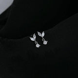 S925 Sterling Silver Stud Earrings Small Leaf Buds Birthday Present
