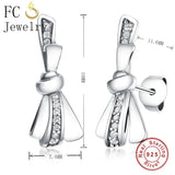 925 Silver Love Bow Tie CZ Crystal Stud Earrings