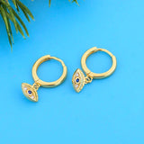925 Silver Evil Eye CZ Bead Earring Hoop Women