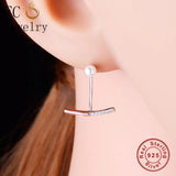 925 Silver Arc Line Bow Stud Earrings For Women