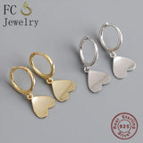 925 Silver Clover Heart Hoop Earrings for Women