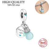 S925 Silver Bulb Pendant Charm for Bracelet Necklace Gift