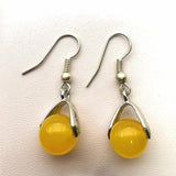 Vintage Yellow Jade Earrings Natural Gems Drop Earrings Ladies Wedding Jewelry