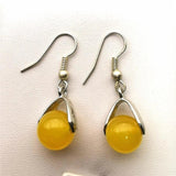 Vintage Yellow Jade Earrings Natural Gems Drop Earrings Ladies Wedding Jewelry