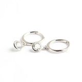 925 Silver Small Huggie Hoop Earrings Crystals CZ Stone Drop Charms