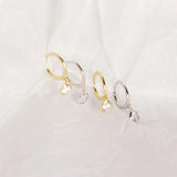 925 Silver Small Huggie Hoop Earrings Crystals CZ Stone Drop Charms