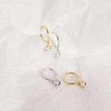 925 Silver Small Huggie Hoop Earrings Crystals CZ Stone Drop Charms