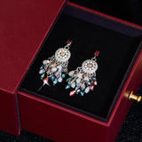 Ethnic Colorful Bead Tassel Earrings Retro Temperament Long Stud Jewelry