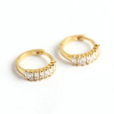 925 Silver Square CZ Diamond Hoop Earrings for Women