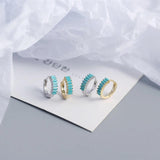 925 Silver Square CZ Diamond Hoop Earrings for Women