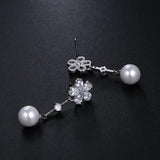 Baroque Pearl Earrings Plant Leaves Dangle Earrings Crystal Jewelry