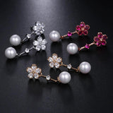 Baroque Pearl Earrings Plant Leaves Dangle Earrings Crystal Jewelry