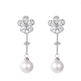 Baroque Pearl Earrings Plant Leaves Dangle Earrings Crystal Jewelry