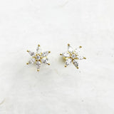 Golden Flower Ear Studs 925 Silver Zircon Stones Women Fine Earrings