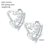 925 Silver CZ Heart Circle Huggie Hoop Earrings for Women Girls