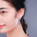 925 Silver CZ Heart Circle Huggie Hoop Earrings for Women Girls