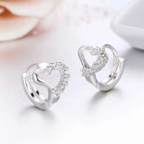 925 Silver CZ Heart Circle Huggie Hoop Earrings for Women Girls