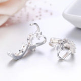 925 Silver CZ Heart Circle Huggie Hoop Earrings for Women Girls