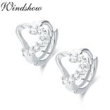 925 Silver CZ Heart Circle Huggie Hoop Earrings for Women Girls