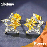 925 Silver Geometric Earrings Yellow Zircon 18K Plated Women Fine Jewelry