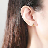 925 Silver Geometric Earrings Yellow Zircon 18K Plated Women Fine Jewelry