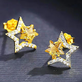 925 Silver Geometric Earrings Yellow Zircon 18K Plated Women Fine Jewelry