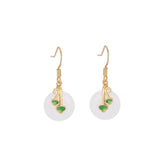 Jade Enamel Earrings Retro Ear Jewelry for Women