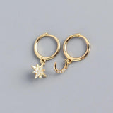 925 Silver Crystal Moon Star Hoop Earrings for Women