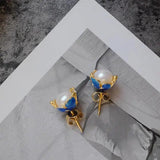 Enamel Porcelain Earrings Chinese Retro Bohemian Craft Charm Women