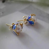 Enamel Porcelain Earrings Chinese Retro Bohemian Craft Charm Women
