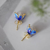 Enamel Porcelain Earrings Chinese Retro Bohemian Craft Charm Women