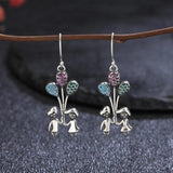 Boy Girl Balloon Drop Earrings 925 Sterling Silver Zircon Earrings
