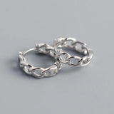 9mm 14K Light Style Silver Link Chain Hoop Earrings for Women