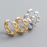 9mm 14K Light Style Silver Link Chain Hoop Earrings for Women