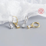 925 Sterling Silver Hoop Earrings with Real Diamond Stone Drop Charm