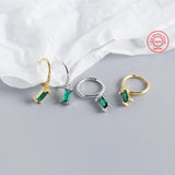 925 Sterling Silver Hoop Earrings with Real Diamond Stone Drop Charm