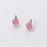 Moonstone Strawberry Crystal Stud Earrings 925 Sterling Silver Tiny Earings